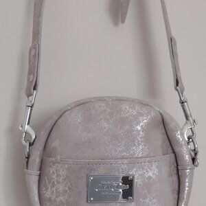 Handbag Round Beige Metallic Crossbody Shoulder Bag Lifetime Leather Company